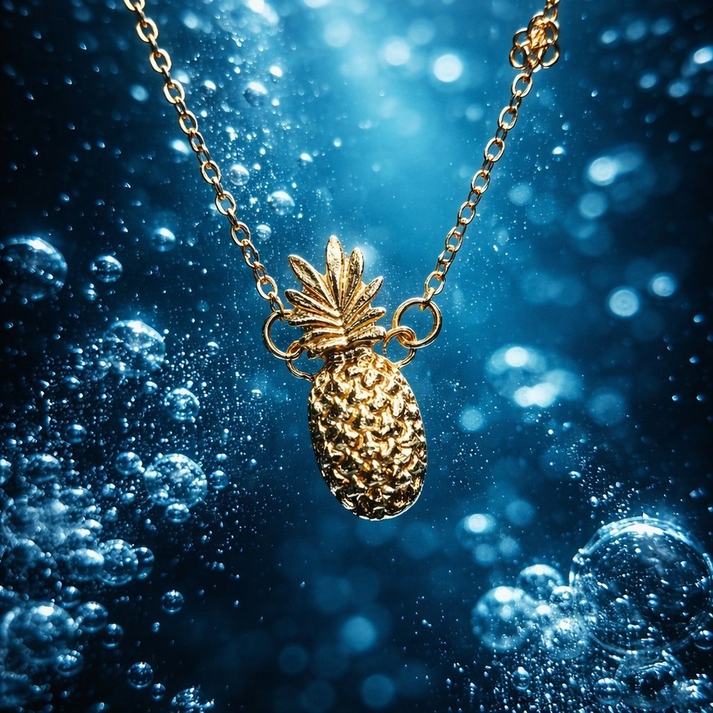 Pineapple Charm Anklet Gold Tone Summer Beach Jewelry Tropical Fruit Adjustable